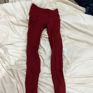 Red fleece lined lululemon leggings